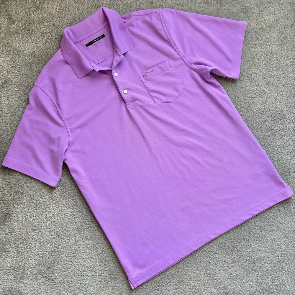 EUC Men’s Greg Norman Play Dry Golf Polo Dry Wick Shirt In Lavender | Sz Lg